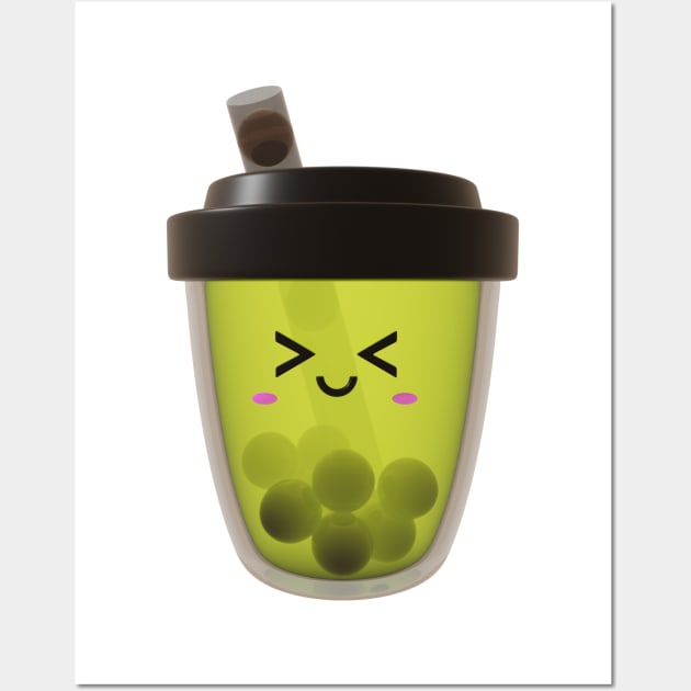 Adorable little green tea boba drink! Wall Art by Pakanese_Art